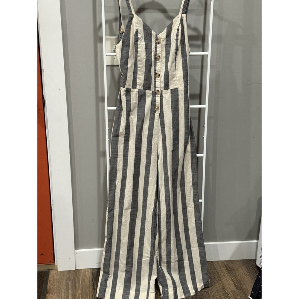 Japna Wide Leg Jumpsuit M Coastal Grandmother‎ Minimalist Nautical Boho Chic